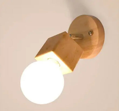 2Pcs Japanese Solid Wood Wall Lamps Modern Living Room Bedroom Bedside Aisle Lamps Bathroom E27 Rotatab Mirror Light