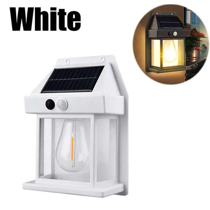 Solar Tungsten Wall Lights Outdoor Motion Sensor - 3 Modes IP65 Waterproof LED Barn Light, Auto Charging Solar Wall Sconce