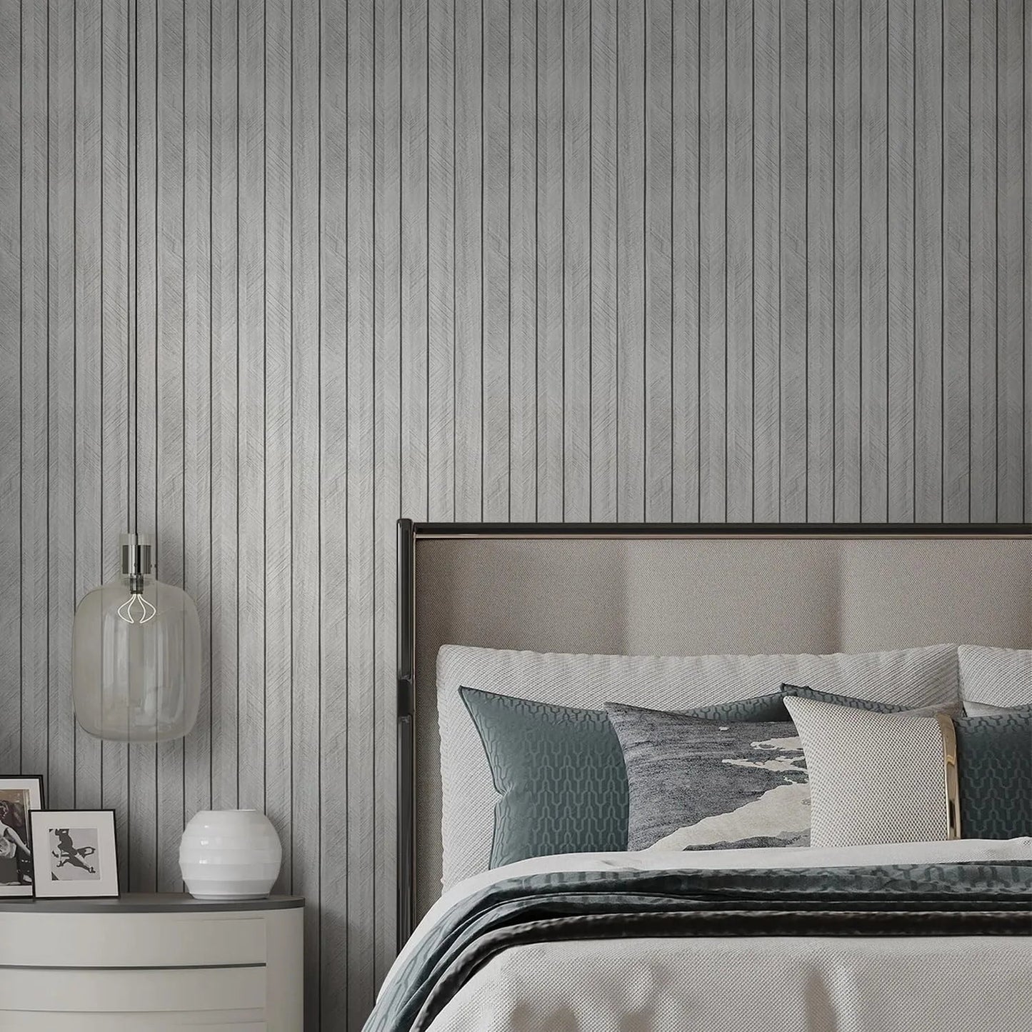 Kuujojo Wood Panel Peel & Stick Wallpaper, Striped Selfadhesive Faux Wood Grain Wall Covering, Easy Diyhome Decor 15.74X118 In
