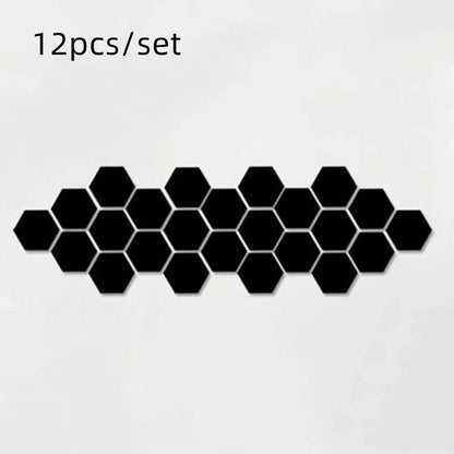 12Pcs Bedroom Art Wall Home Decor Mirror Hexagon 3D Mirror DIY Wall Sticker Stickers Decoration Decor Stickers Self Adhesive