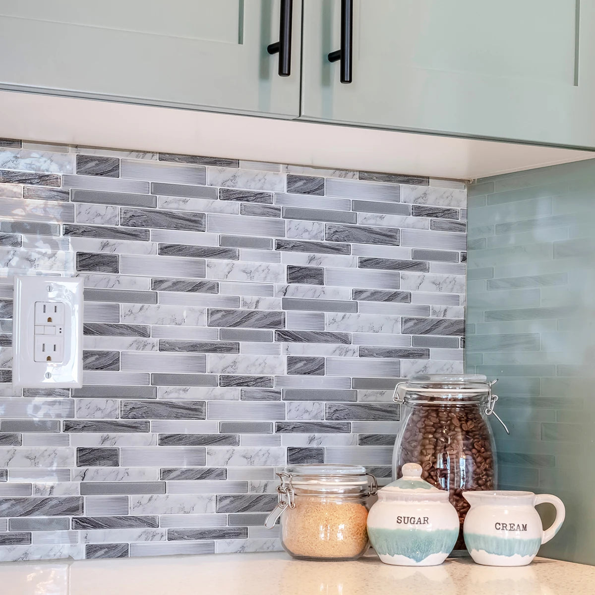 25PCS Marble Pattern 3D Effect Thickened Crystal Kitchen Stickers Waterproof Greaseproof Kitchen Wall Stickers Home Decorative S