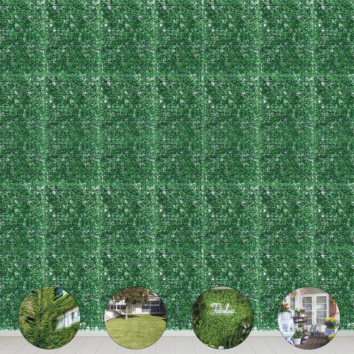 12PCS Luxury Artificial Grass Panels 60X40X4Cm PE Green Privacy Fence Wall for Outdoor Garden Patio Yard Decor Easy Install